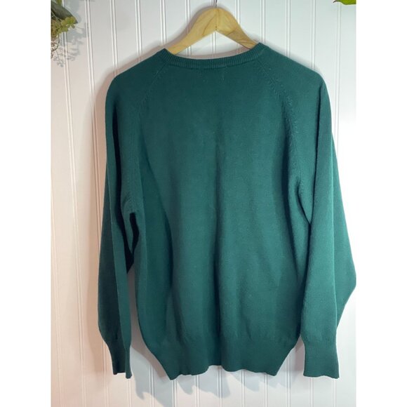 Poleposition Traditional Model Green V-Neck Sweater M Wool & Cashmere Blend - Picture 7 of 10